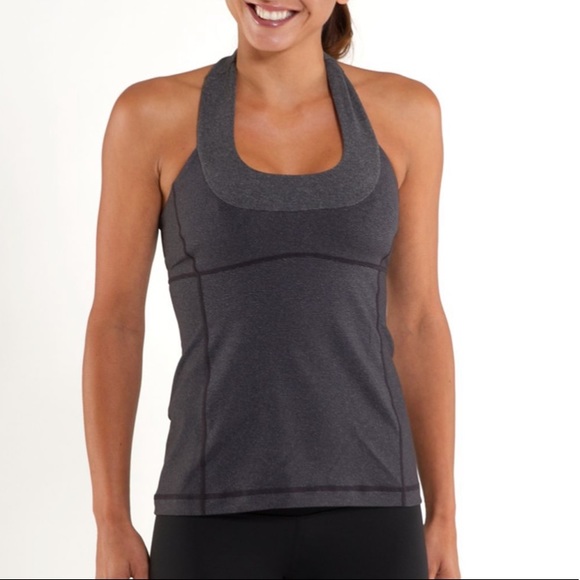 Lululemon Scoop Neck Tank - Heathered Coal Wee Stripe / Deep Coal - Picture 1 of 9